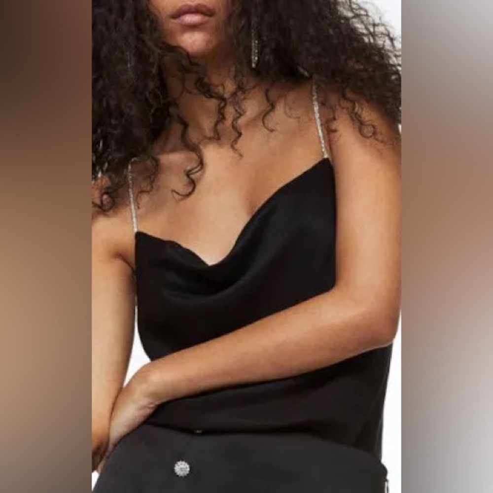 Medium black H&M Sparkly Rhinestone Strap Top